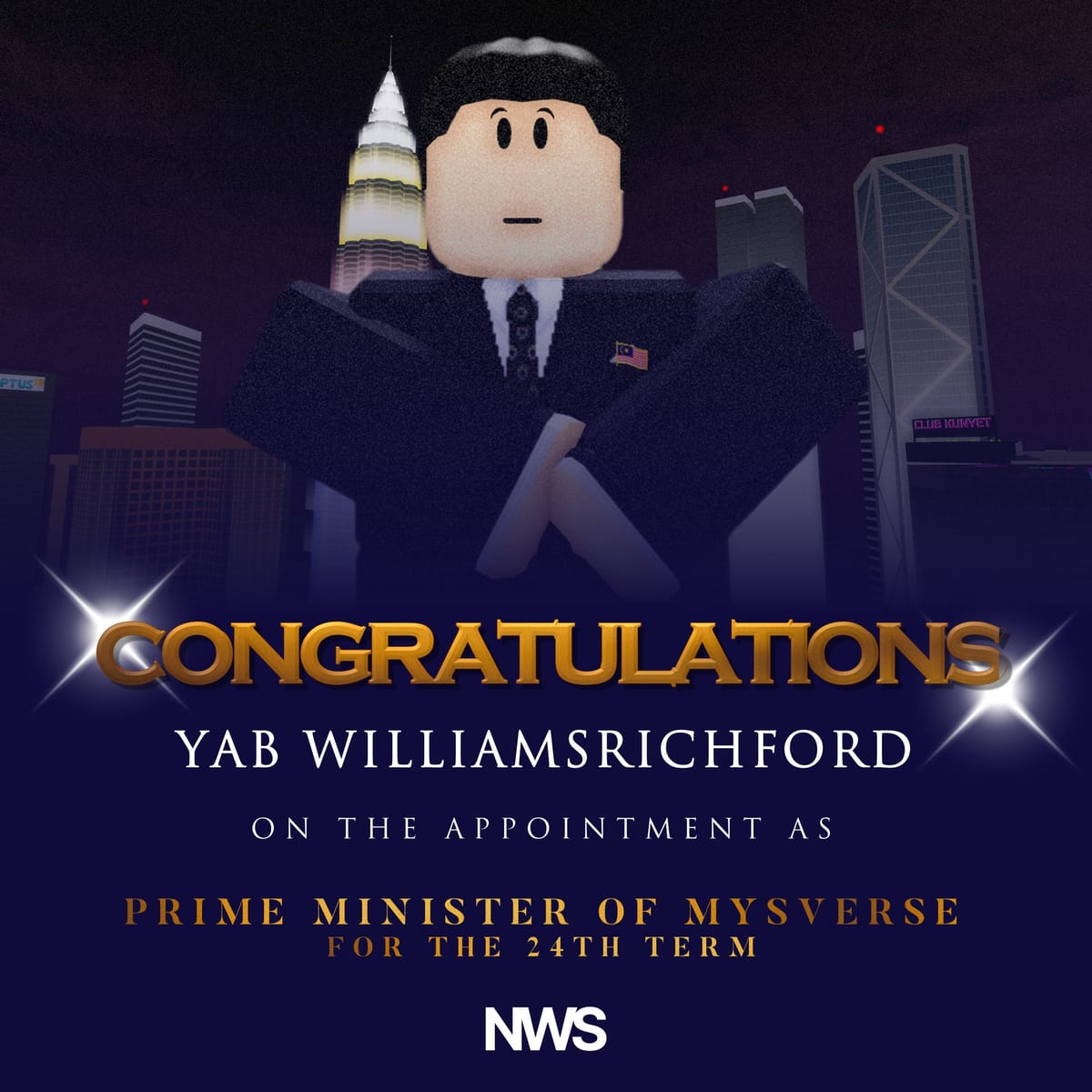 NWS Congratulates YAB WilliamSRichford on Appointment as 24th Term MYSverse PM