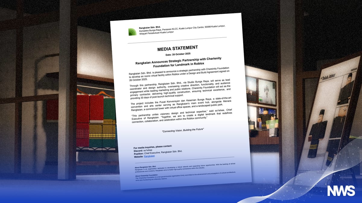 Rangkaian Sdn. Bhd. Partners with Chareinity Foundation to Develop Virtual Landmarks on Roblox
