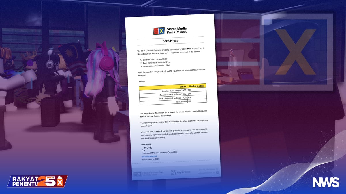 PDM Secures Majority Votes to Form New MYSverse Government