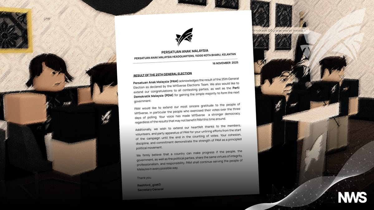 PAM Accepts Election Results, Congratulates New MYSverse Government