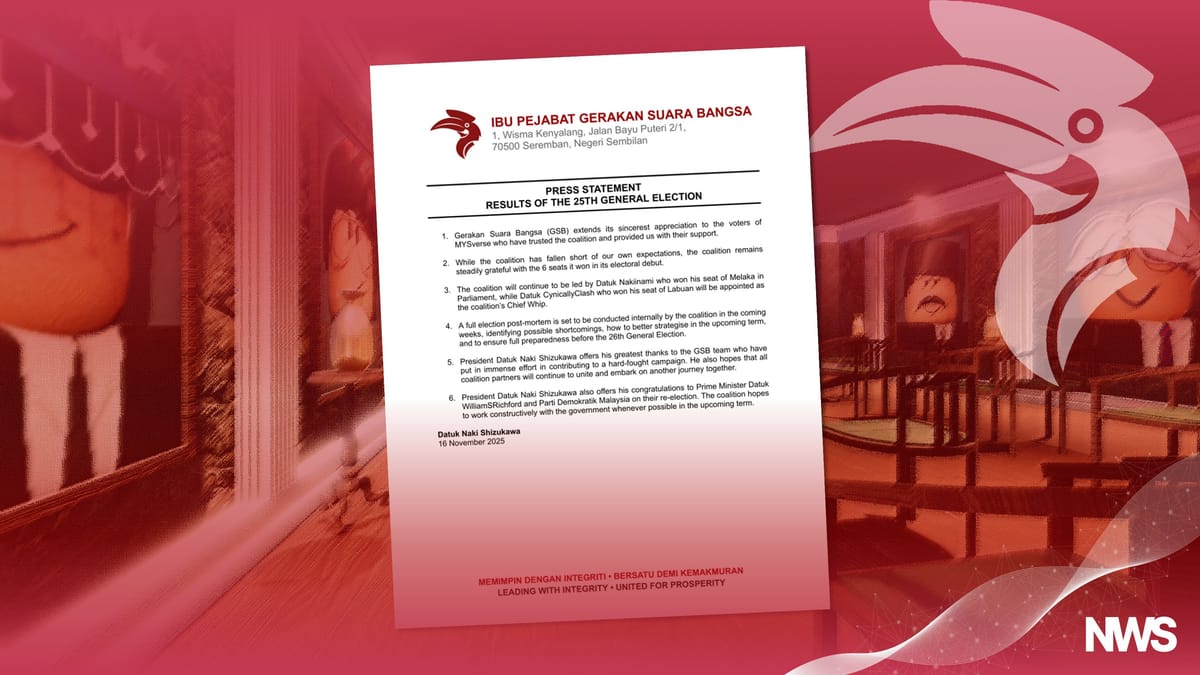 GSB Thanks Voters, Begins Self-Review After Election, Congratulates New MYSverse Government