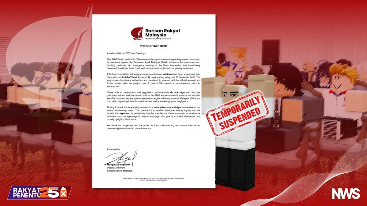 BRM Suspends Youth Chief Suhuman65 for Misconduct, Issues Apology to PAM