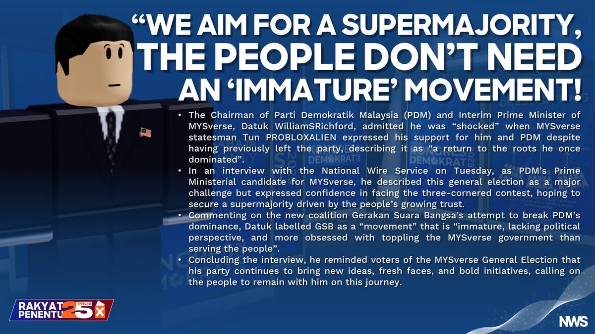 Datuk WilliamSRichford Criticises GSB as ‘Immature Movement’ in NWS Interview