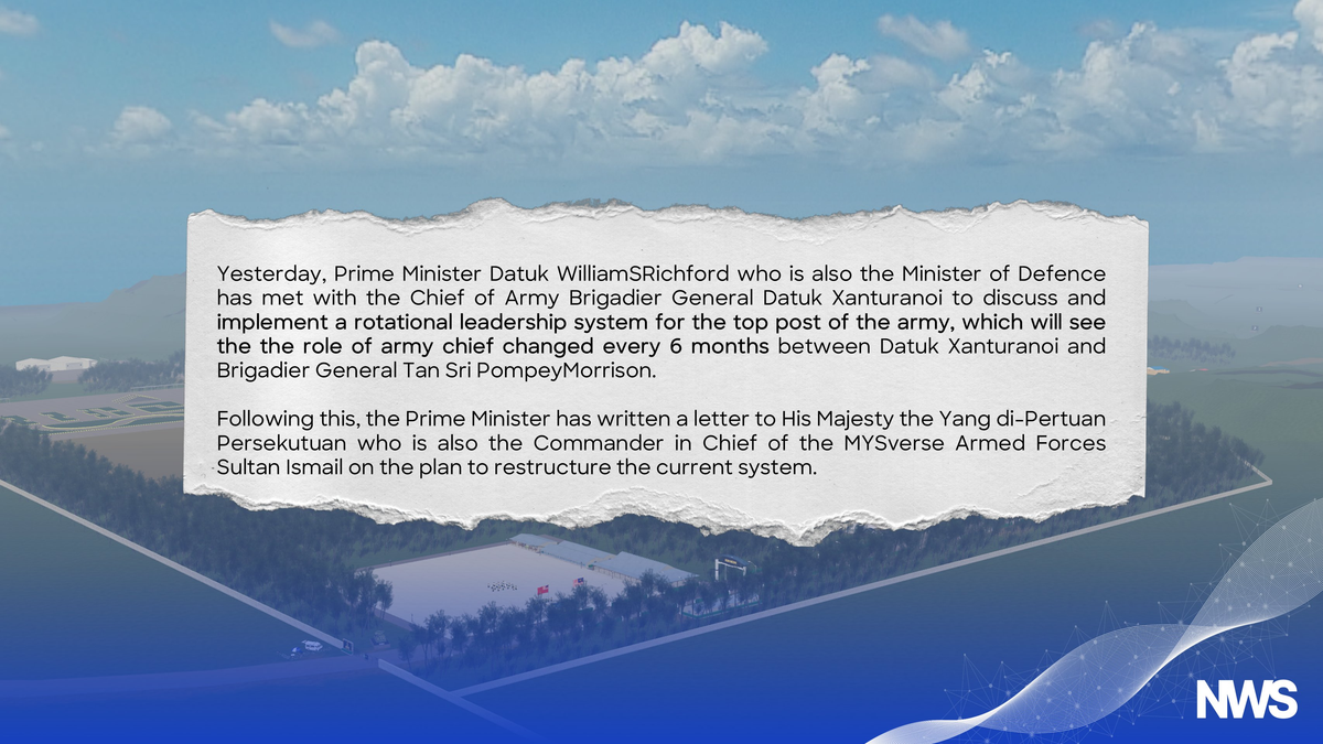 PM Proposes Rotational System for MYSverse Army Chief Post