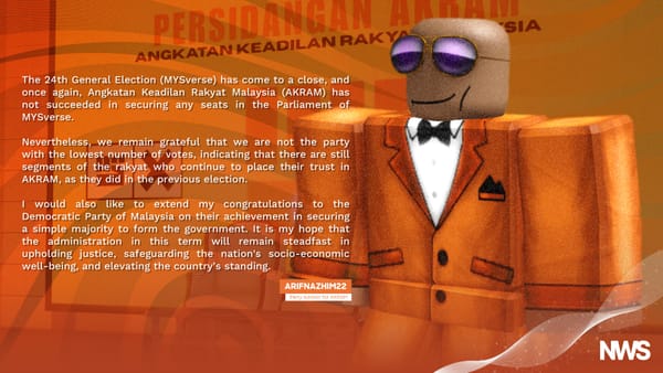 AKRAM Advisor Acknowledges Defeat, Congratulates New MYSverse Government
