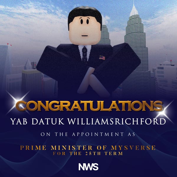 NWS Congratulates YAB Datuk WilliamSRichford on Appointment as 25th-term MYSverse PM