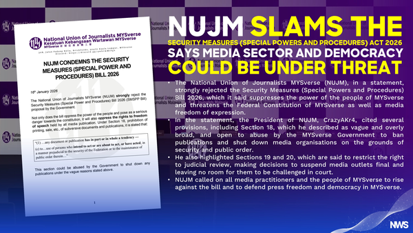 NUJ MYSverse Warns Security Measures Bill Threatens Press Freedom